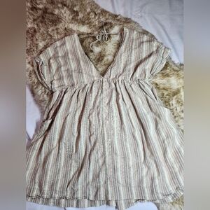 URBAN OUTFITTERS UO Serendipity Neutral Linen Babydoll Dress Size-s